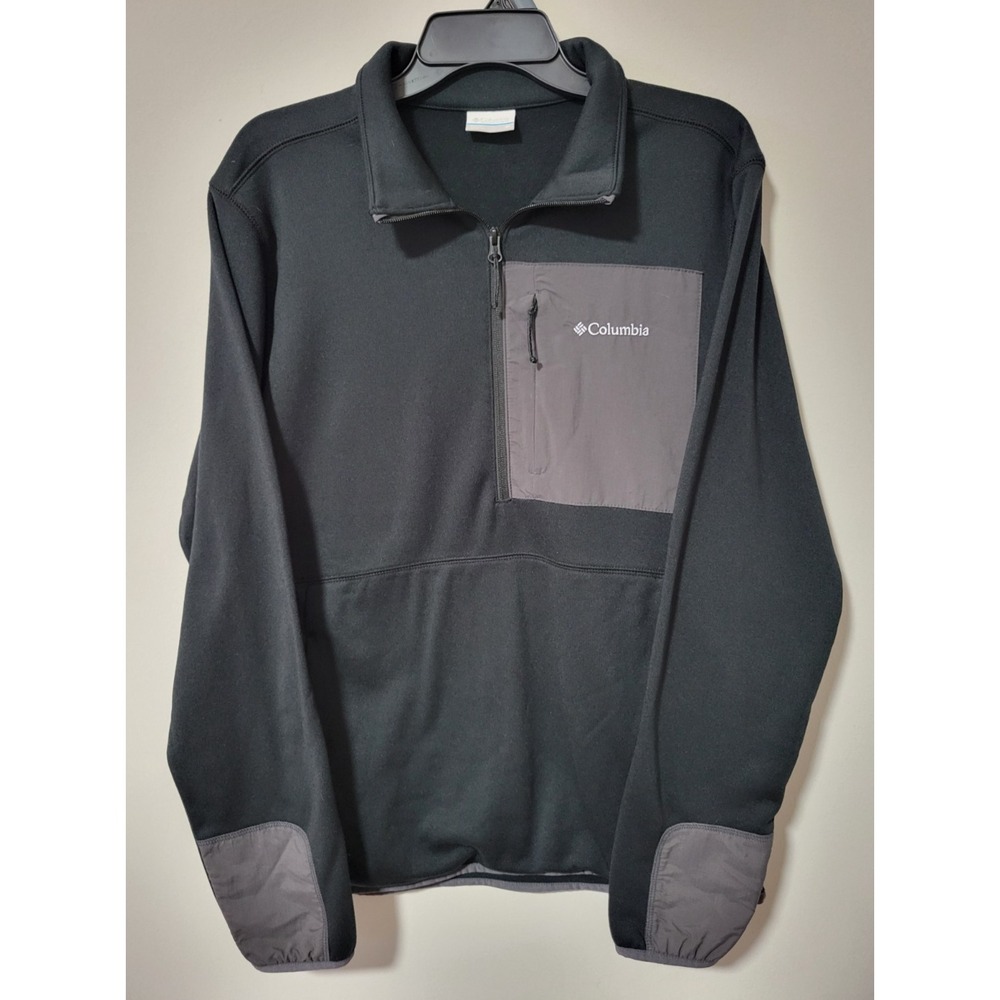 Columbia 1/4 Zip Performance Pullover Mens Medium Black Gray Athletic Outdoor